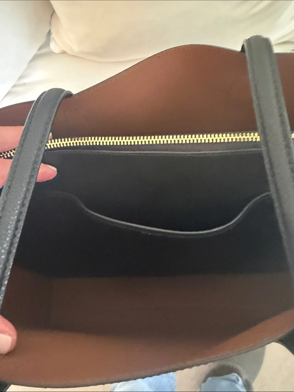 Quince Black Pebbled Tote with Slim Double Handles - Picture 4 of 8
